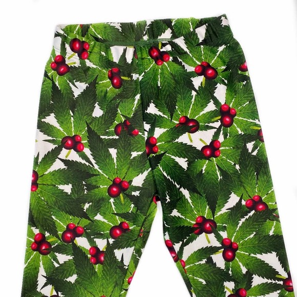 Poprageous Cannabis Christmas Leggings Size XS - Picture 2 of 7